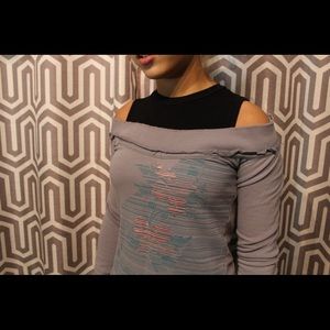 Skater girl off the shoulder hoodie